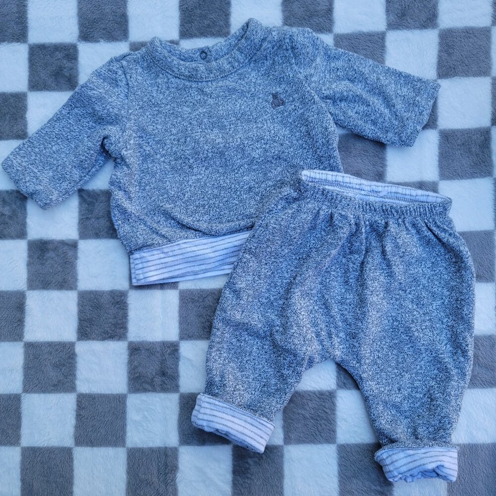 Baby Gap Grey Cotton Reversible 2 Piece Set Size 0-3m